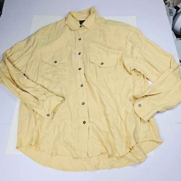 Classiques Entier Womens Yellow Silk Button Down Long Sleeve Shirt XL - Picture 1 of 8